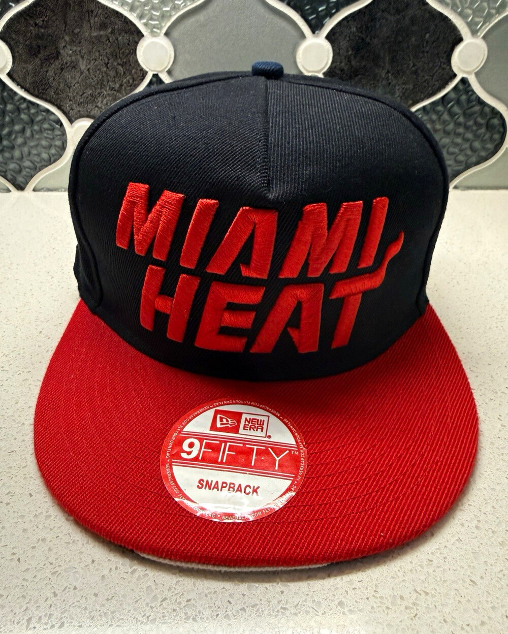 Miami Heat New Era 9FIFTY Snapback Hat NBA Hardwood Classics Black Red HWC